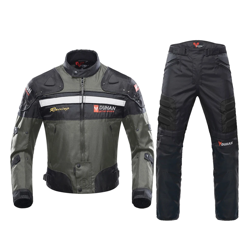 Gray One Set DUHAN, мотоциклетная куртка, Мужская куртка для мотокросса, мотоциклетная защита, мотоциклетная куртка, набор для езды, ветрозащитная Защитная Экипировка - Цвет: Gray One Set