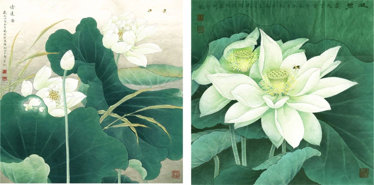 

Scenery painting pastoral traditional Chinese style Gongbi painting lotus flowers animals masterpiece reproduction mural prints