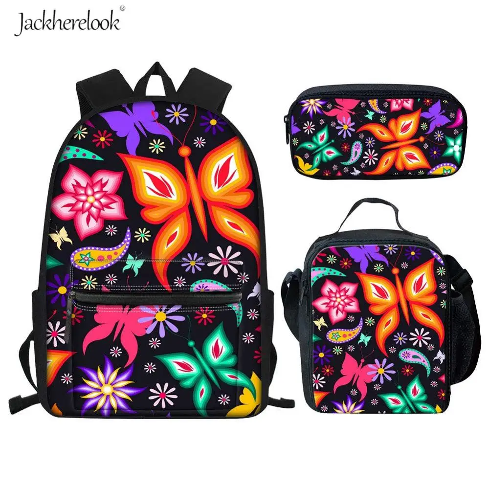 Jackherelook Butterfly School Bags Set For Teenager Girls Casual Daypack Child Schoolbag Book Bag Kids Cute Backpack Rucksack | Багаж и