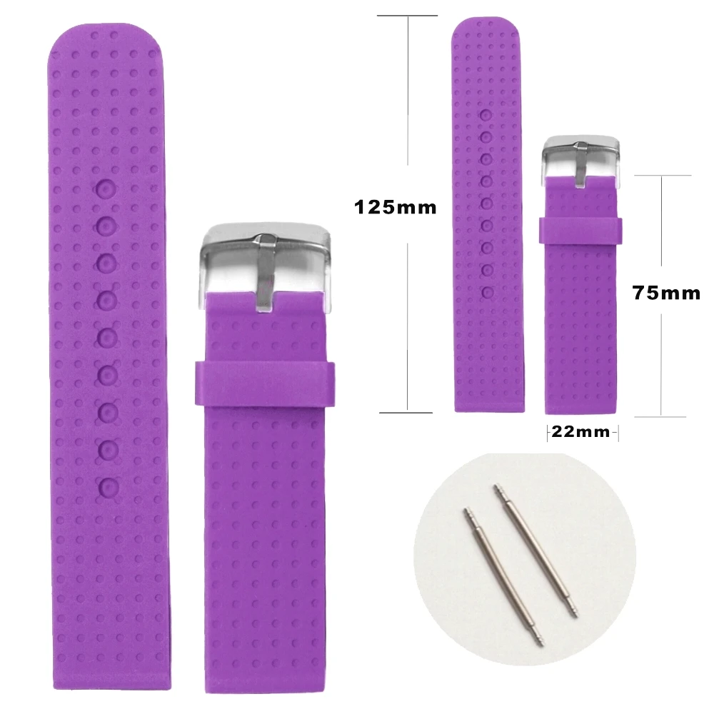 22 мм Новый силикон фиолетового цвета желе резиновый ремешок для часов девушек