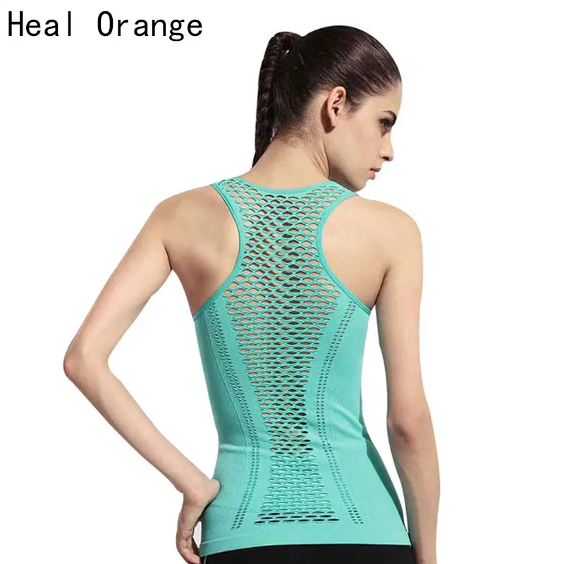 Восстанавливает оранжевый Для женщин Рубашки для йоги Топы корректирующие