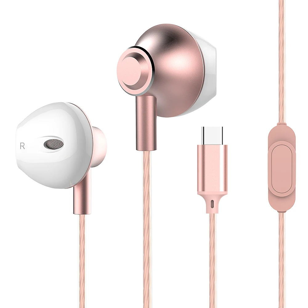 Rose Gold Langsdom цифровые наушники type C с микрофоном Hifi Бас-гарнитура для samsung, наушники для Auriculare Xiaomi USB C Phone - Цвет: Rose Gold