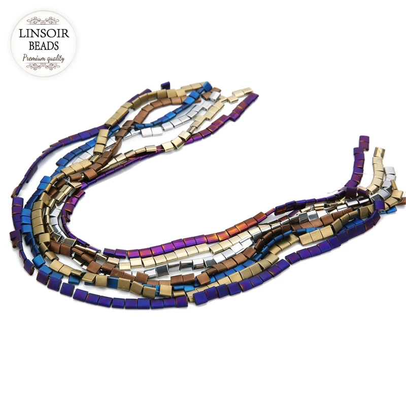 LINSOIR 58 шт./лот гематитовые бусины из натурального камня плоская квадратная форма