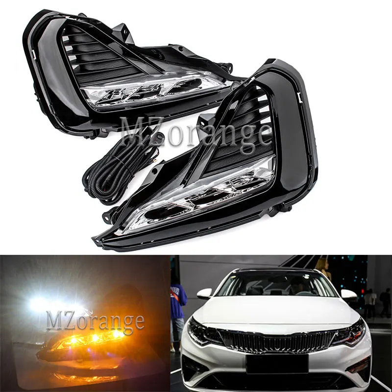 MZORANGE 1 пара Габаритные огни для KIA K5 дневные ходовые огни белый желтый указатель поворота светодиодный лампы Авто внешний передние противотуманные фары светильник