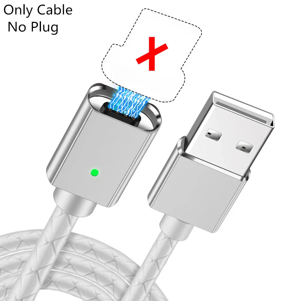 Магнитный кабель Micro usb type C адаптер для быстрой зарядки телефона Microusb type-C магнитное зарядное устройство usb c для iPhone XS MAX samsung xiaomi - Цвет: silver cable no plug