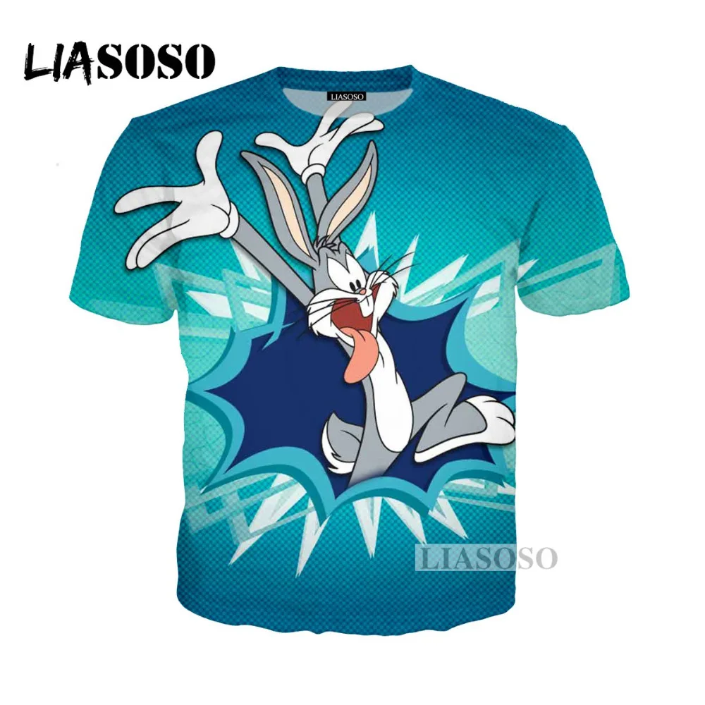 LIASOSO Новая летняя обувь для мужчин и женщин футболка с мультипликационным
