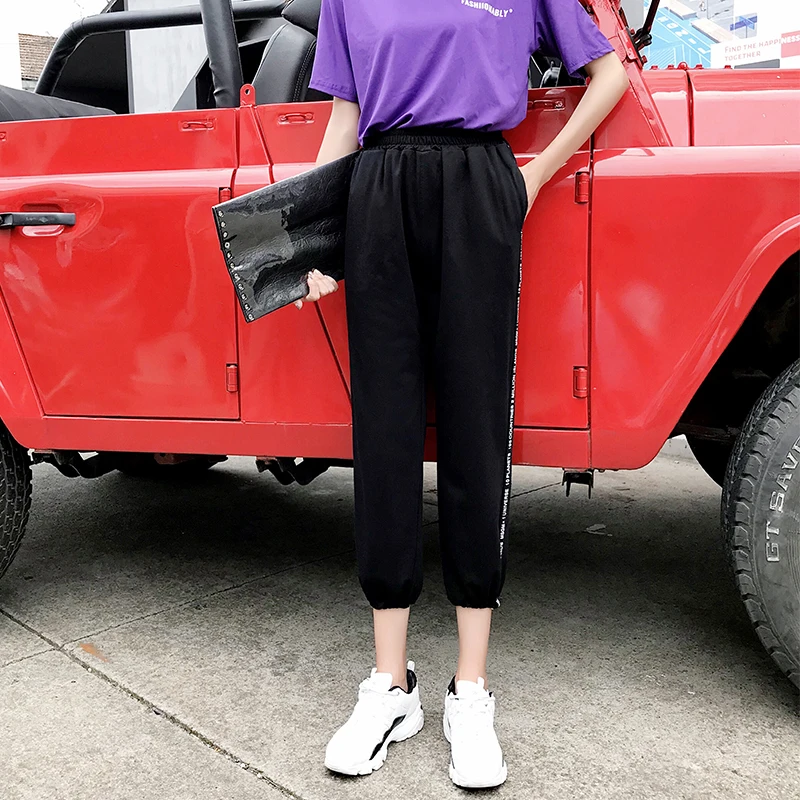 Модные свободные боковые полосы шаровары Для женщин 2018 Новое поступление