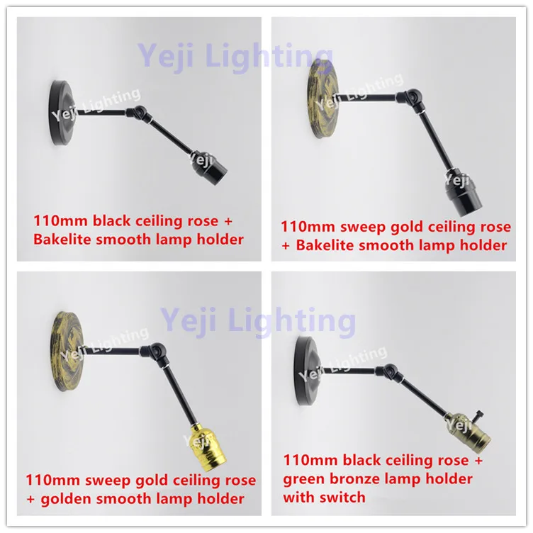 Золотистый Гладкий ретро светильник Эдисона E27 для настенной лампы освещение