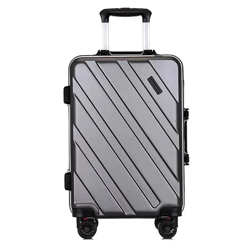 Dark gray KLQDZMS 20/24 дюймов Высокое качество ПК катящийся багаж чемодан на колесиках Сумки алюминиевая рама путешествия чемодан на колесиках - Color: Dark gray