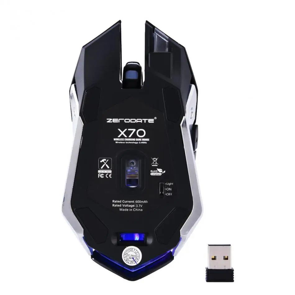 X70 2,4G беспроводная мышь перезаряжаемая игровая оптическая мышь 2400 dpi Мыши для ПК ноутбука компьютер Эргономика