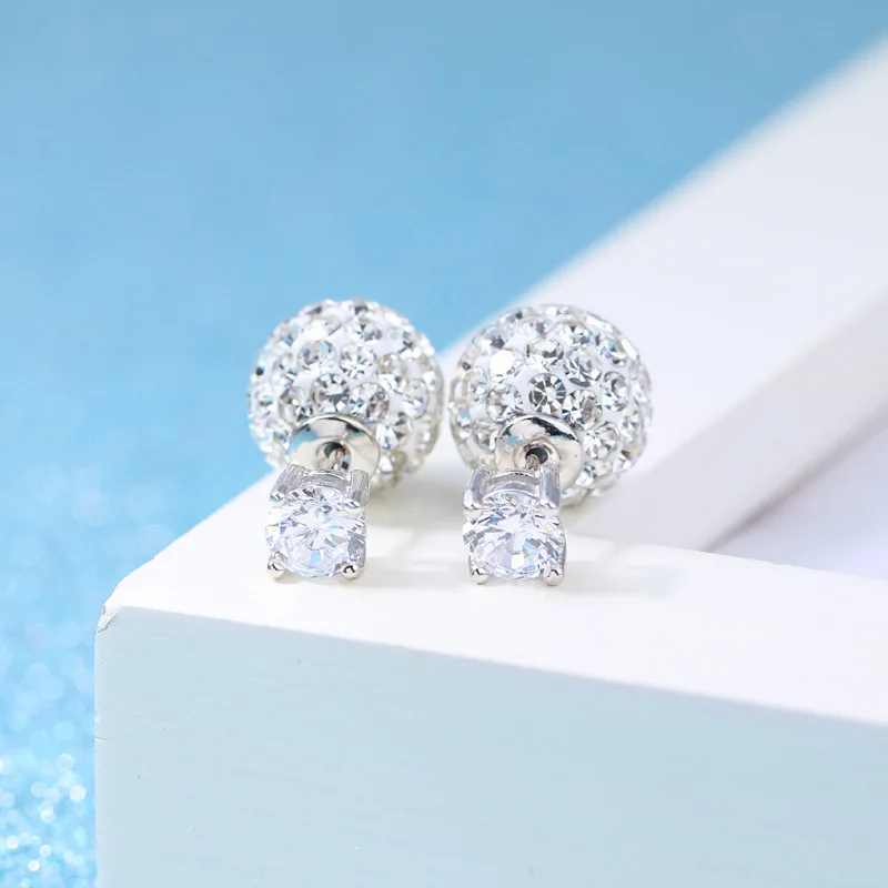 Женские серьги гвоздики из серебра 925 пробы с кристаллами|earrings fashion|earrings wholesalefashion