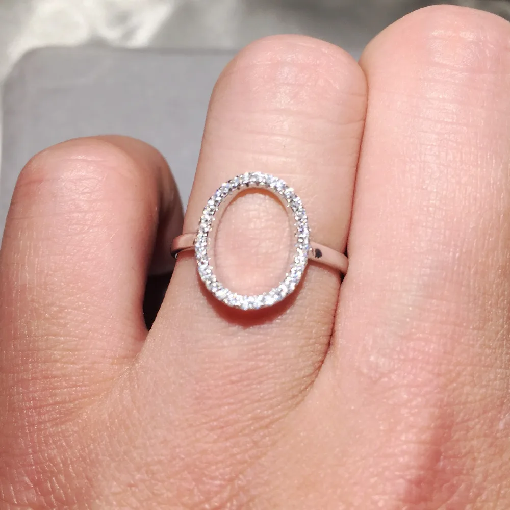 Classic Fashion Hollow out Hoop Sparkling SONA Diamant cz Ring Jewelry Real Solid 925 Sterling Silver Midi for Women SZ 5-9 | Украшения и