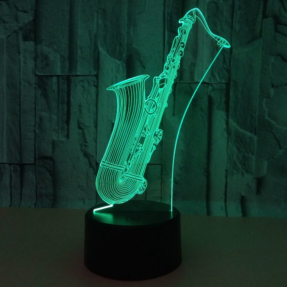 Новый светодиодный 3d светильник льник Sax с логотипом ночник на заказ