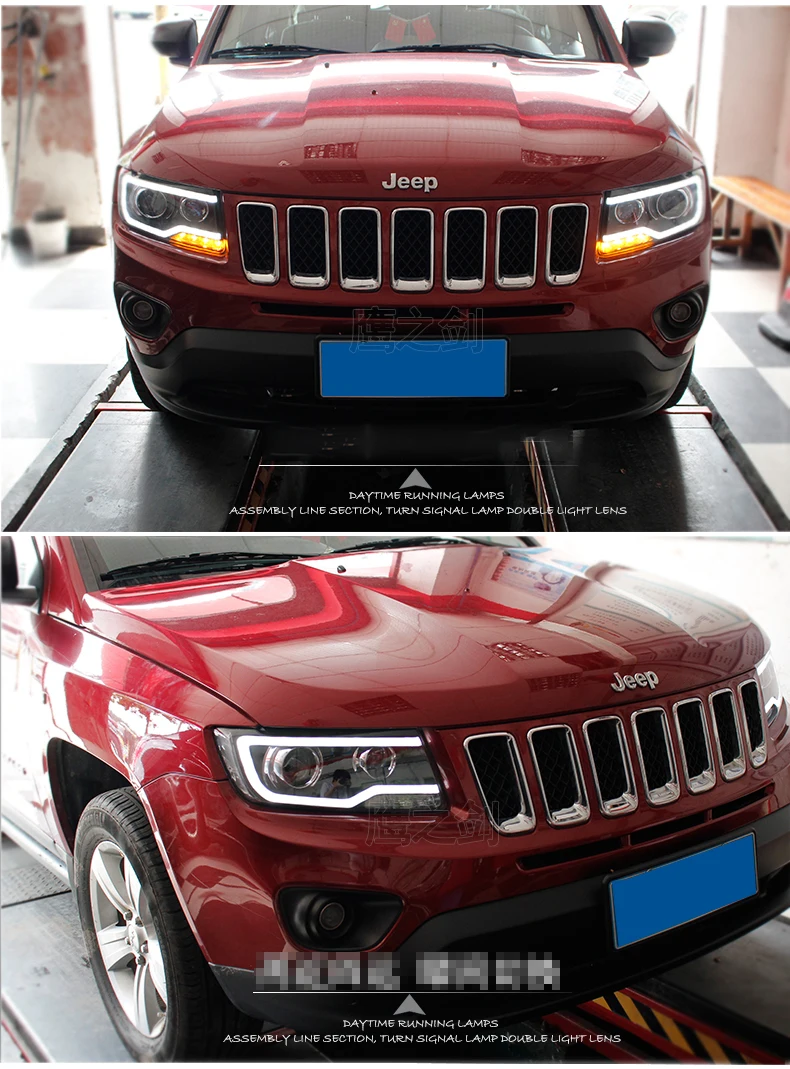 Автомобильный Стильный чехол на голову для Jeep Compass 2011- Jeep Compass светодиодный фонарь DRL Объектив Двойной Луч Биксенон HID