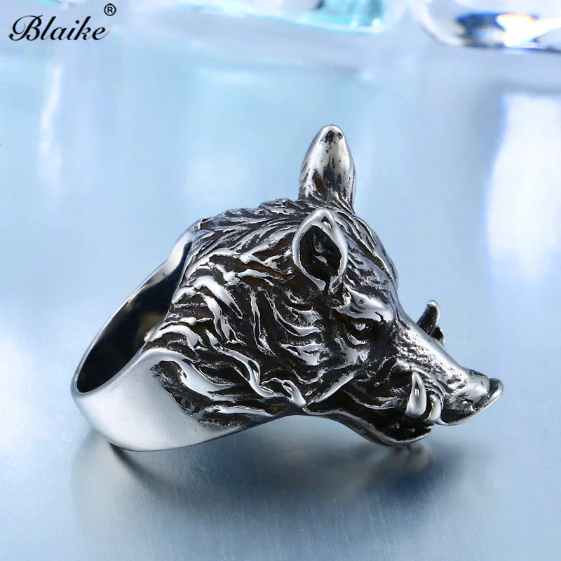 Мужское кольцо из титановой стали Blaike Винтажное в стиле панк нержавеющей