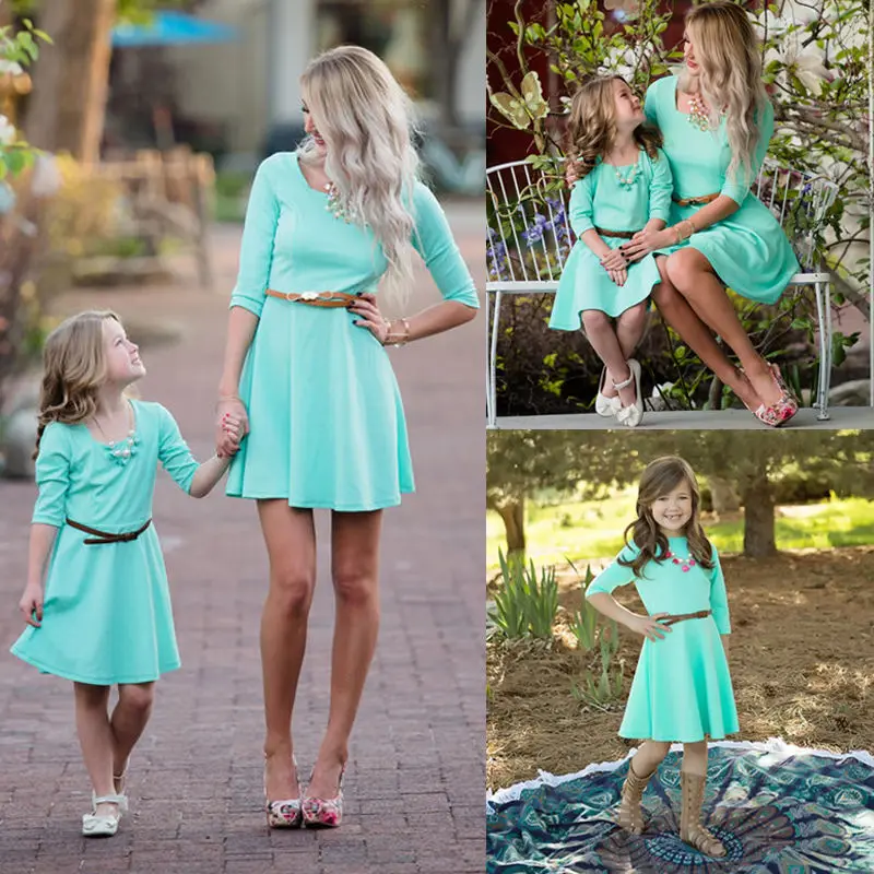 2017 брендовые новые платья для мамы и дочки с длинным рукавом хлопковые мини в