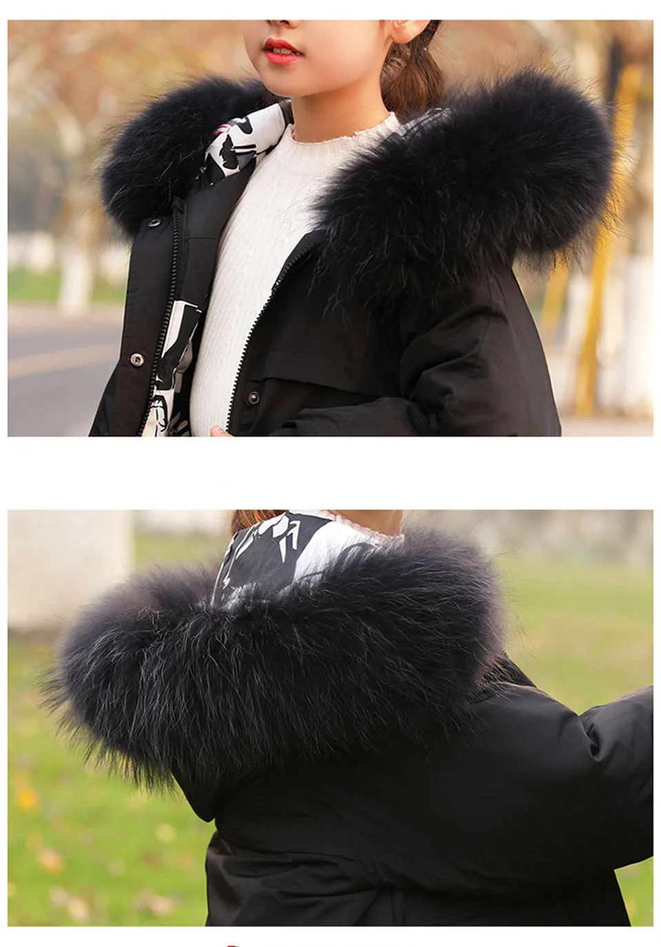 New Girls Winter Duck Down Jackets Thicken Two-Sided Wear Outerwear Coat for Teens Big Girl 4-16 Y Parkas Coat-30 Degree