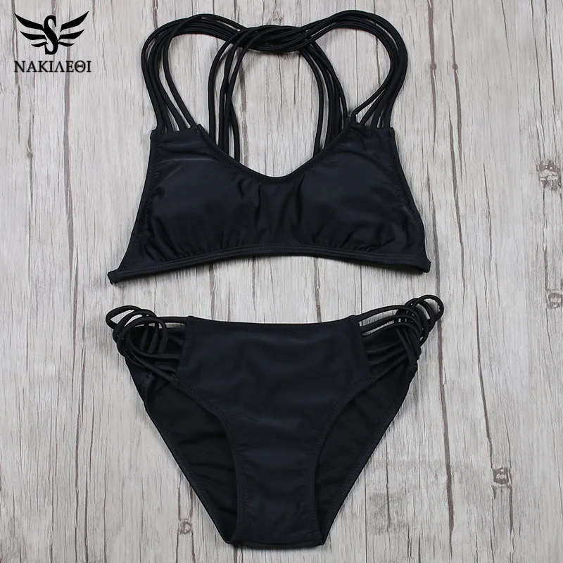 Бикини пуш ап женское Бандажное однотонное в бразильском стиле|wear|wear womenswomen wearing
