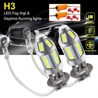 2pcs h3 led car fog lamp 150w with decoder high power 3030 30 chips waterproof white auto front headlamp fog driving lights 12v
