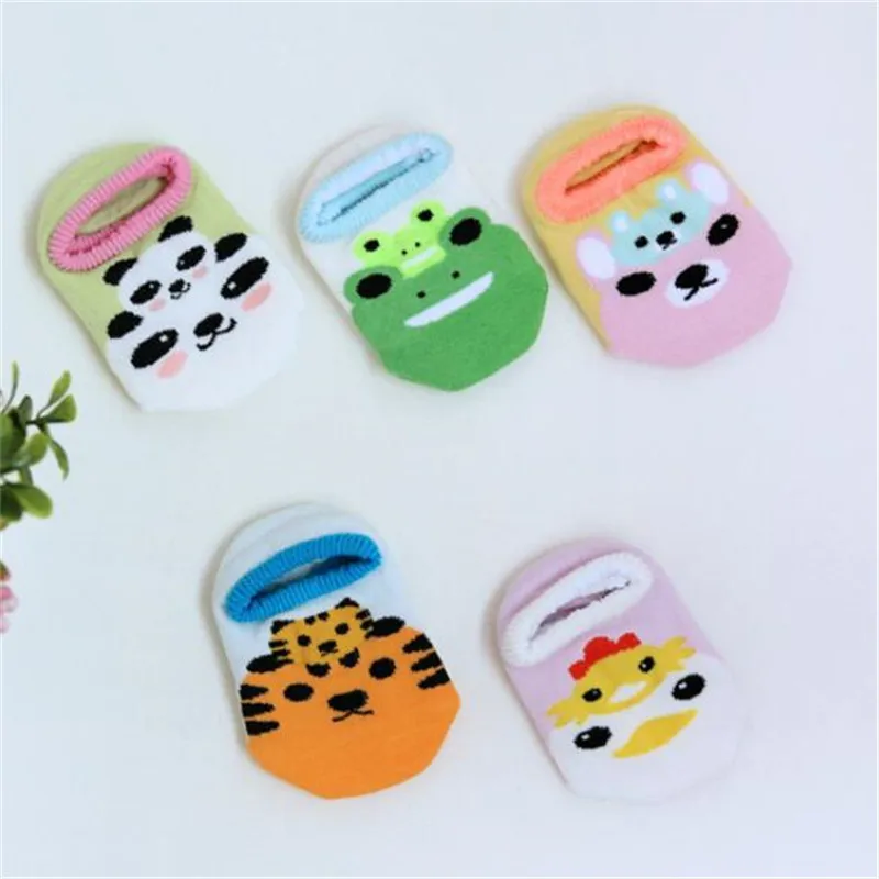 Детские Нескользящие носки из хлопка с рисунком животных панды лягушки медведя