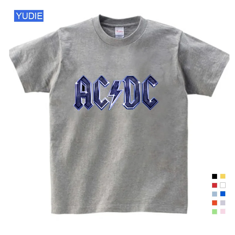 ACDC, Детская футболка детская ACDC футболка в стиле рок, Повседневная футболка с короткими рукавами для мальчиков и девочек, детские топы унисекс, одежда для малышей YUDIE - Цвет: T-shirt