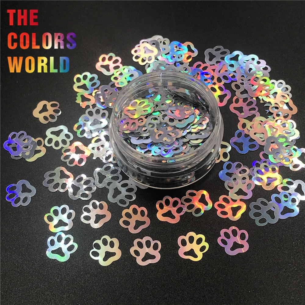 TCT-314 принт лапы в форме щенка голографический блеск для ногтей украшение тела