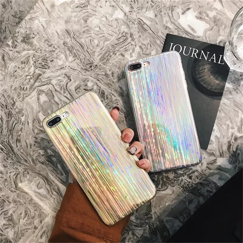 Роскошный Радужный блестящий чехол для телефона iPhone 5 5S SE 6 6S 7 8 Plus X Cool Laser Colorful Shining