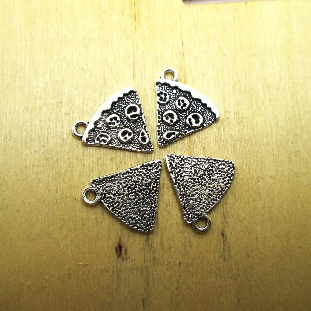 20pcs 20mm x 19mm Large Slice Of Pizza Food Best Friends Family DIY necklace/ bracelets charms antique silver tone | Украшения и