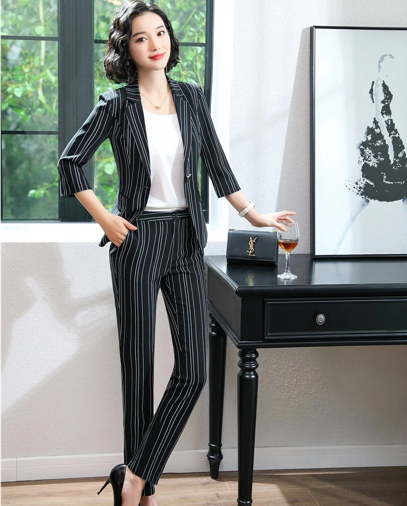 Деловые костюмы OL весна-лето 2019 Униформа стиль с курткой и брюками для женщин