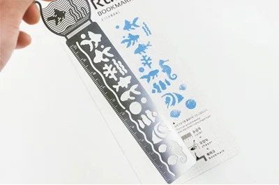 Fish 10cm Kawaii красивая сказка креативный полый ультра-тонкий металлический сказочный мир линейки закладки измерительный металл - Цвет: Fish 10cm