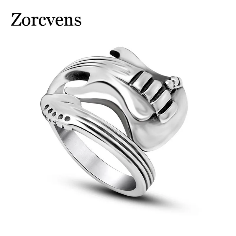 ZORCVENS, новинка, модные ювелирные изделия, нержавеющая сталь, мужское кольцо, титан и сталь с гравировкой, гитара, панк-рок, классические серебряные кольца для мужчин