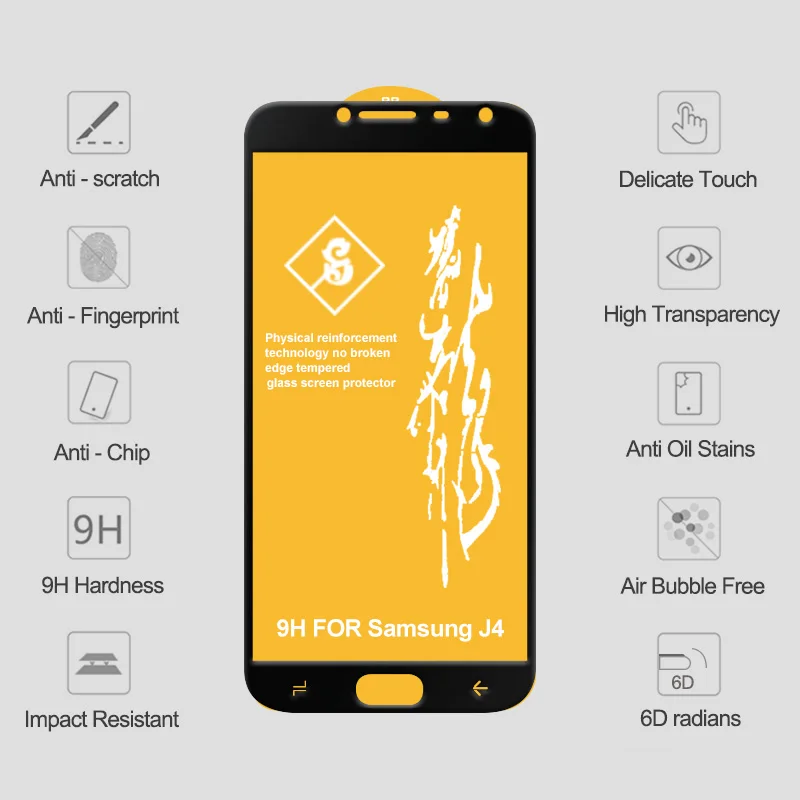 6D Защитная пленка для экрана из закаленного стекла для samsung galaxy J4 J6 J7 J8 безопасная защита экрана для samsung A6 A7 A9 A8 плюс A8S