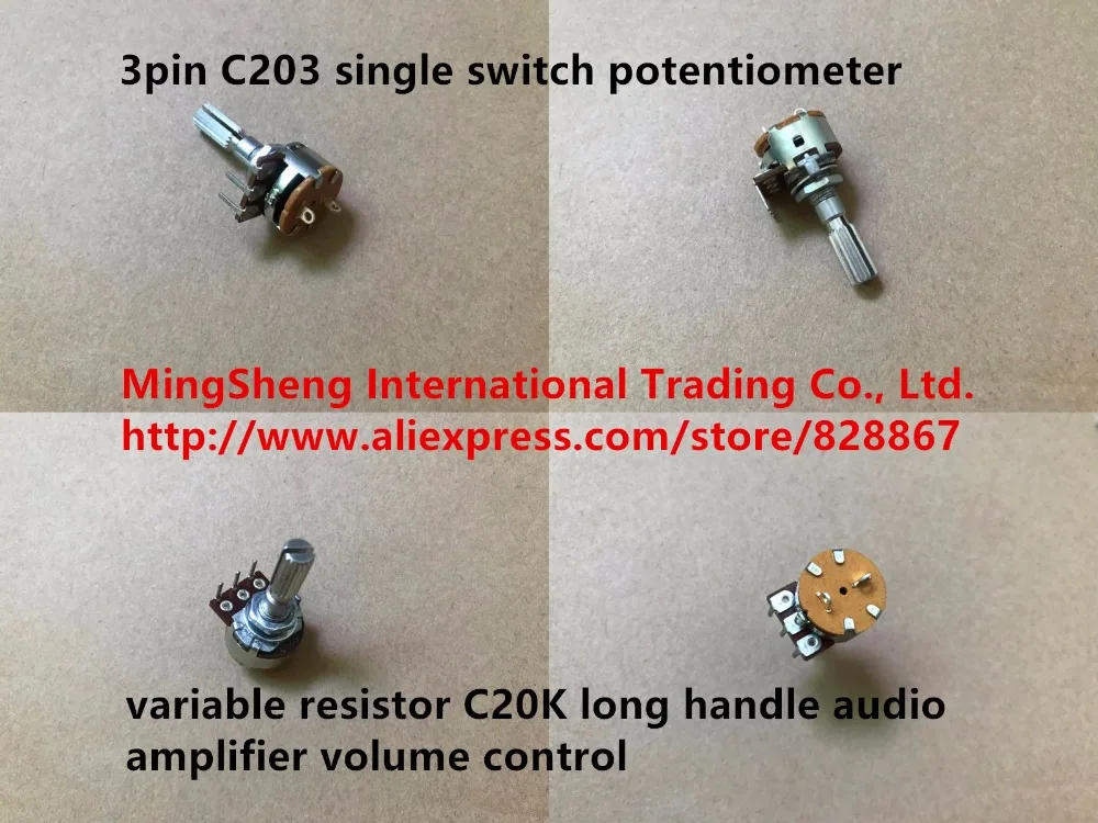 3pin C203 одиночный переключатель потенциометра переменный резистор C20K длинная ручка аудио усилитель регулятор громкости