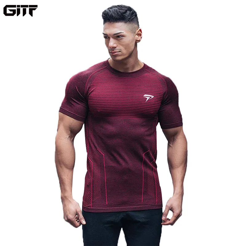 GITF New Sport Shirt Running T Men Gym bodybuilding Fitness Clothing Quick drying Tight T-Shirt men |
