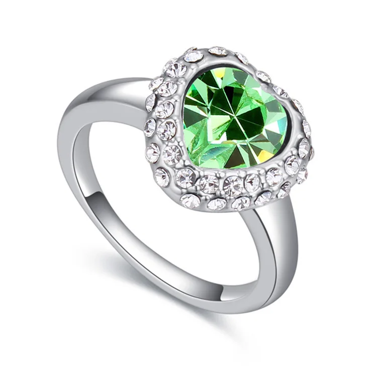 Модные Кристаллы от Swarovski кольца, свадебные украшения очаровательного природного ландшафта кольца в форме сердец для Для женщин Серебряный Цвет вечерние Новое поступление, подарок при покупке