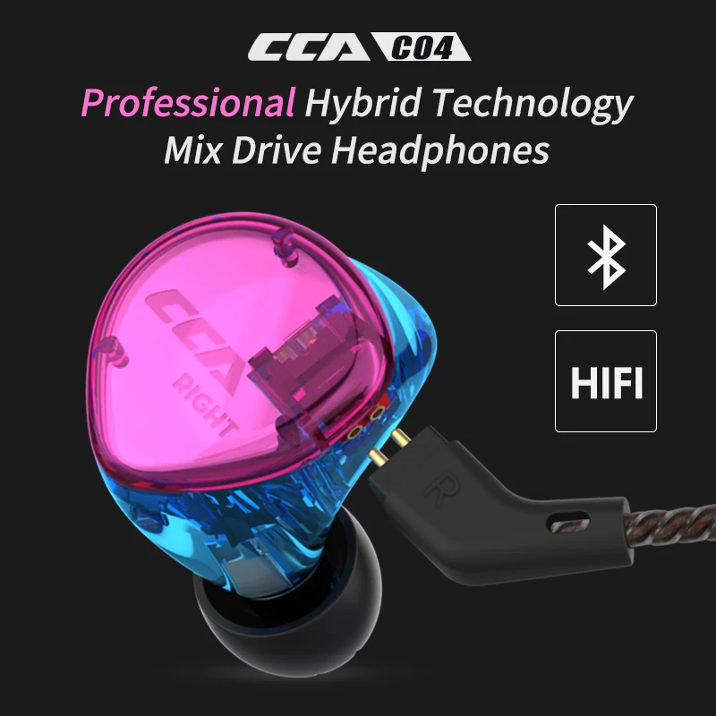 CCA C04 1BA + 1DD гибридные наушники для ушей Hi Fi DJ Monito спортивные бега 2 приводная