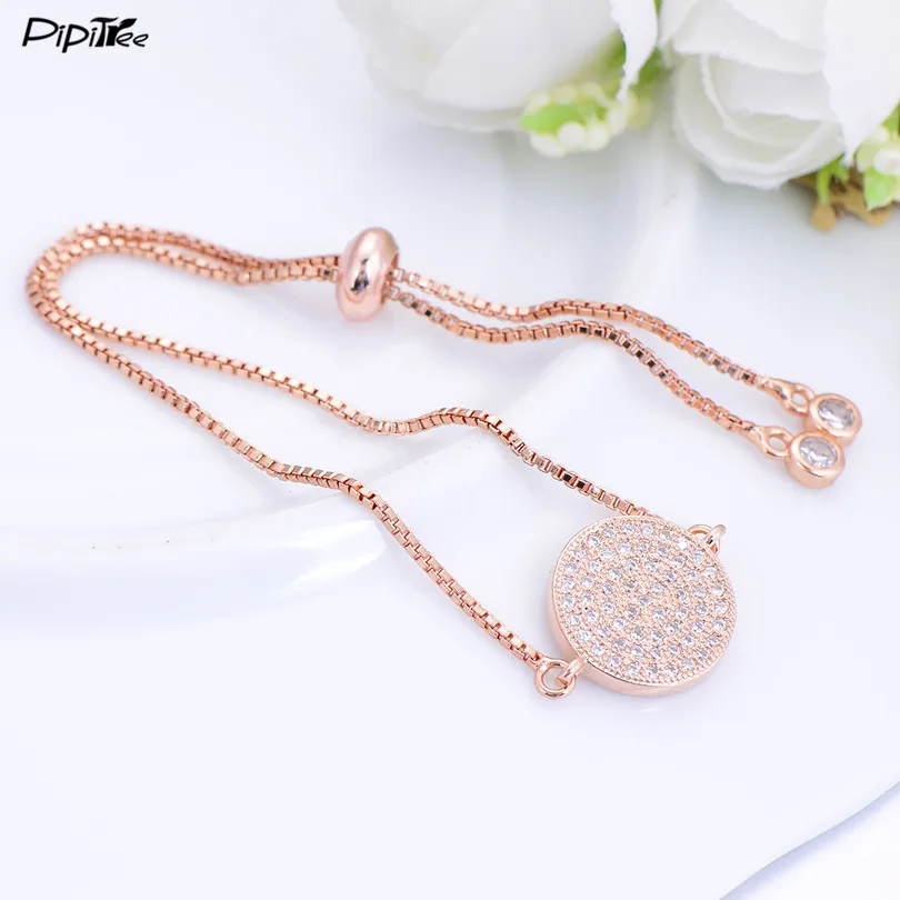 Pipitree микро кубический цирконий Кристалл паве Круглый Шарм-браслет классические