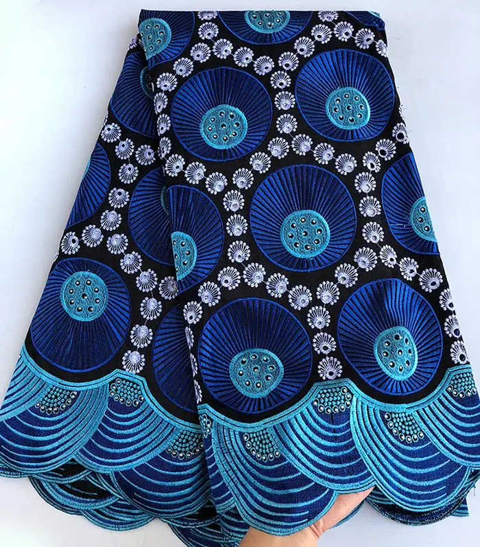 Black Blue 5 ярдов модная африканская швейцарская вуаль кружевная ткань мягкая нигерийская Гана традиционная одежда с камнями высокое качество горячая распродажа - Цвет: Black Blue