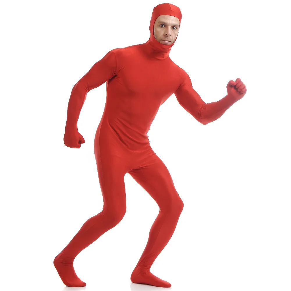 Мужской костюм Zentai нейлоновое боди из спандекса с открытым лицом и лайкры для