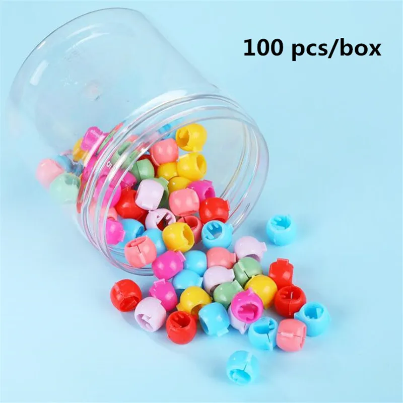 100 pcs with box Красочные мини-заколки для волос горох маленький коготь для волос пряжки для волос аксессуары для женщин девочек детские заколки для волос орнамент заколки-пряжки - Цвет: 100 pcs with box