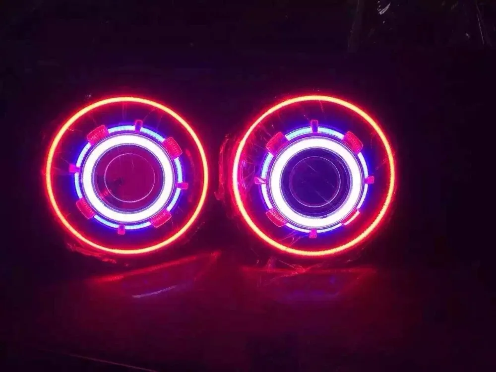 Одна пара 7 дюймов JK Led звездное фары для автомобиля с дьявол Демон глаз и