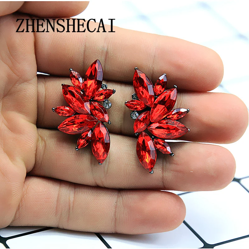 Женские серьги в форме крыла ангела с крупным кристаллом e0160 2017 | Украшения и