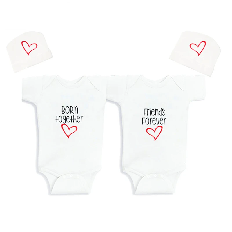 Cubutomind Born together Friends Forever Twin/одежда для малышей комплекты близнецов Детские рубашки