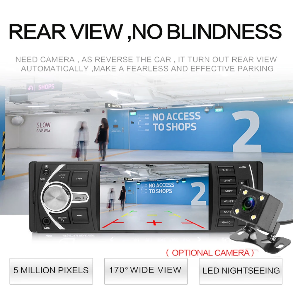 AZGIANT 4inch High Resolution Screen Digital Car Radio Bluetooth 2.0 Hand Free Call Support Rear View Camera FM Remote Control | Автомобили