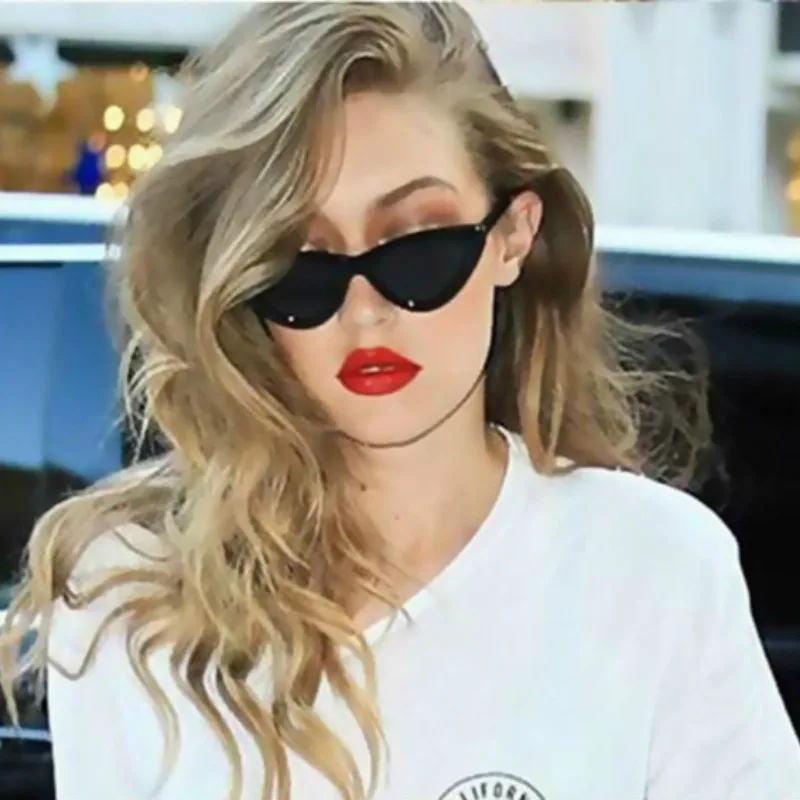 Женские солнцезащитные очки кошачий глаз винтажные брендовые маленькие UV400