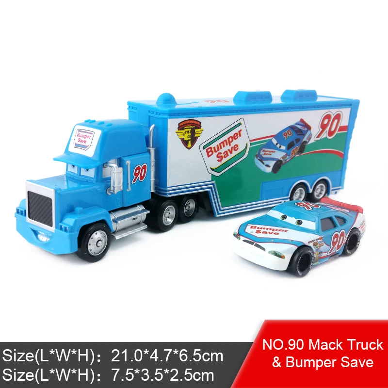 Mack and NO.90 Disney Pixar Cars 2 3 Lightning McQueen Jackson Storm Mack Uncle Truck King 1:55 автомобиль из литого металла игрушка для детей подарок - Цвет: Mack and NO.90
