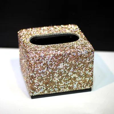 A1 golden Квадратная коробка для салфеток, Хрустальный кожаный тканевый чехол, держатель для ткани для офсе, бумажная коробка для дома, коробки для полотенец, бытовые бумажные коробки - Цвет: A1 golden