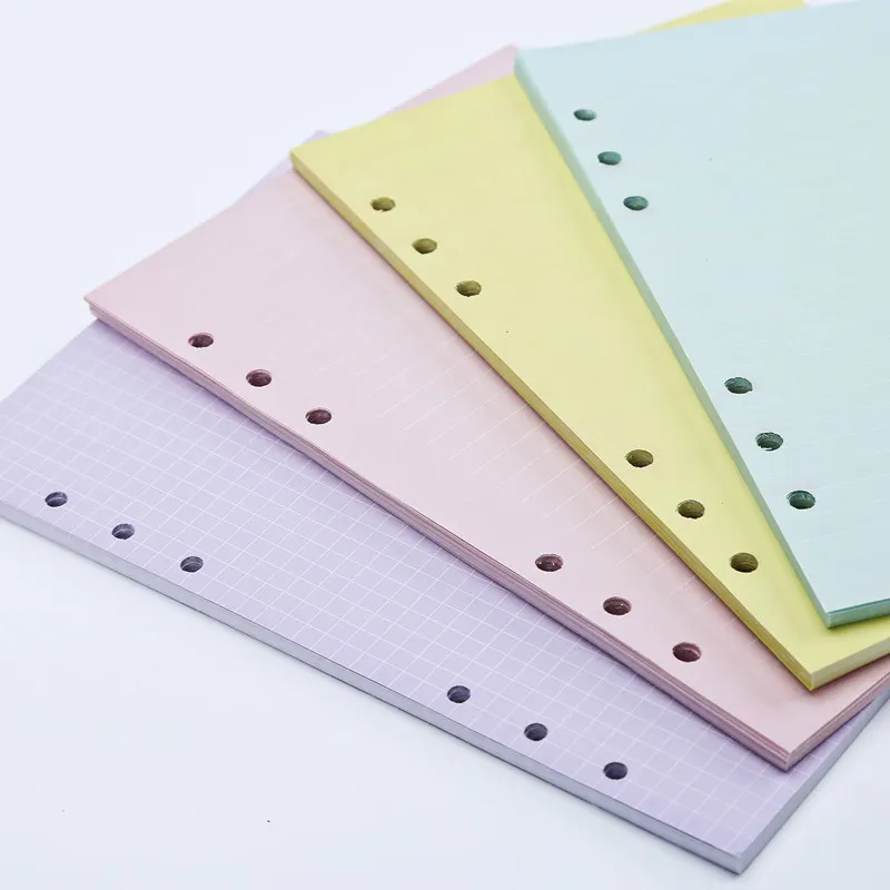 

A5/A6 Colorful 40 Sheets Notebook Blank Filler Paper Standard 6 Holes Inside Pages Student Stationery office school supplies
