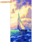 CHENISTORY рамка большого размера 60x120 см DIY живопись по номерам парусная лодка морской пейзаж картина маслом на холсте украшение для гостиной