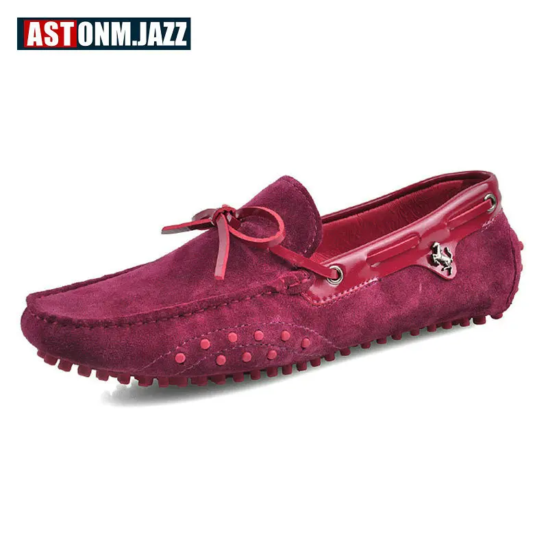 Мужская повседневная обувь для вождения из замши отдыха Лоферы без шнуровки